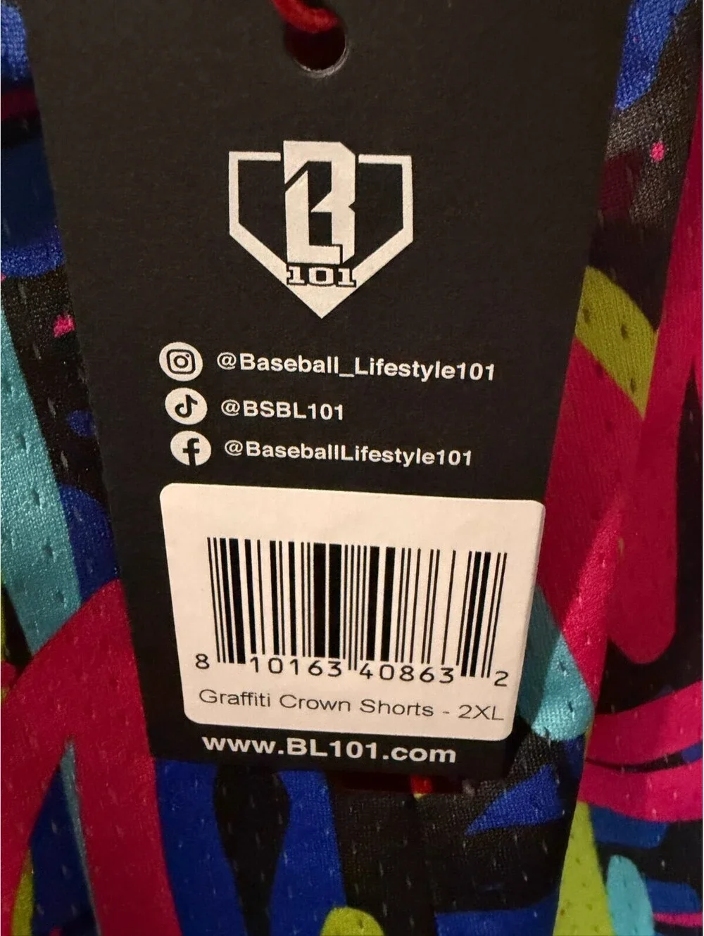 Baseball Lifestyle 101 Graffiti Crown Shorts 2XL NWT Mesh Athletic